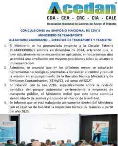 CONCLUSIONES VI SIMPOSIO NACIONAL DE CDA´S – MINISTERIO DE TRANSPORTE ALEJANDRO ZAMBRANO DIRECTOR DE TRANSPORTE Y TRANSITO