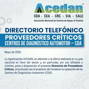 DIRECTORIO DE PROVEEDORES CRITICOS CENTROS DE DIAGNÓSTICO AUTOMOTOR CDA